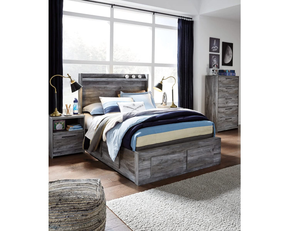 Cama con almacenamiento, tocador y espejo Baystorm