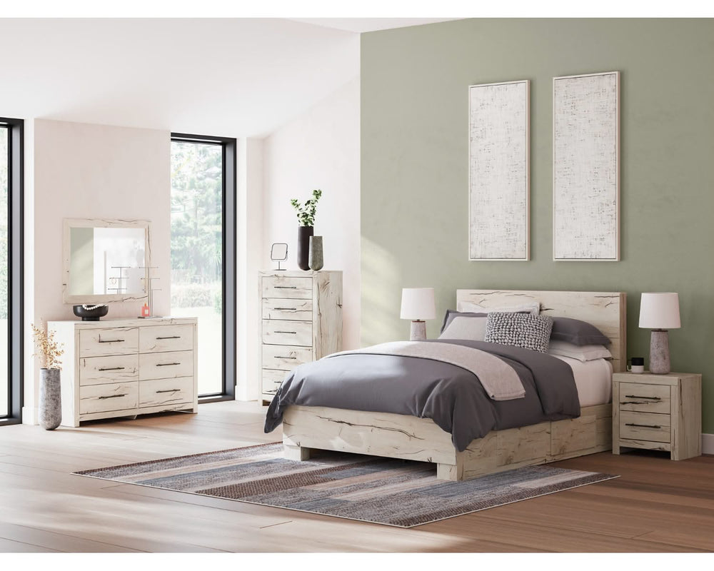 Cama Queen con paneles y espacio de almacenamiento Lawroy