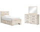 Lawroy Twin Panel Bed with Storage, Dresser and Mirror
