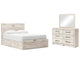 Cama Queen con almacenamiento, tocador y espejo Lawroy