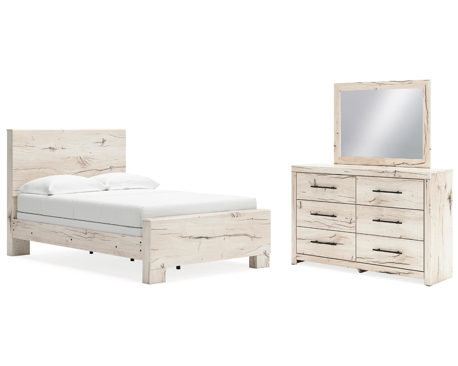 Lawroy Full Panel Bed, Dresser and Mirror