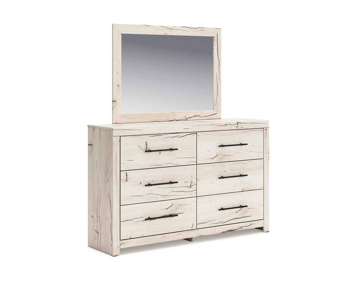 Lawroy Queen Panel Bed with Storage, Dresser and Mirror