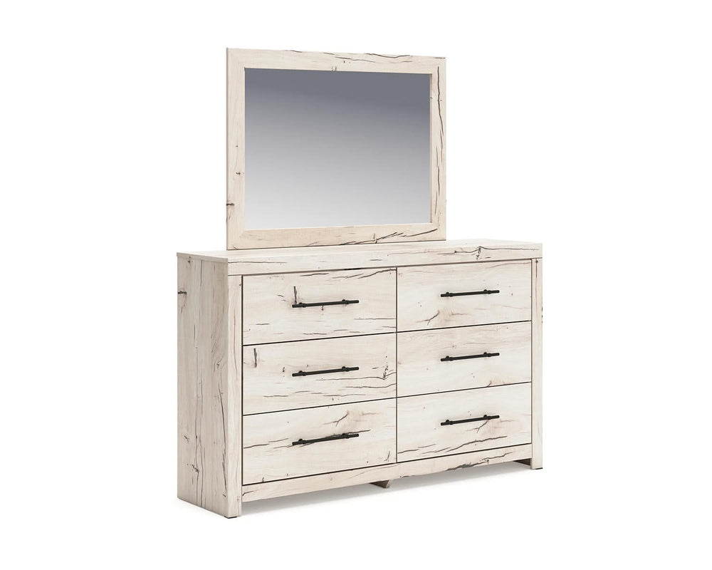 Lawroy Twin Panel Bed with Storage, Dresser and Mirror