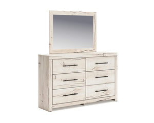 Lawroy Twin Panel Bed with Storage, Dresser and Mirror
