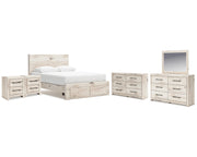Lawroy Queen Storage Bed, 2 Dressers, Mirror and 2 Nightstands