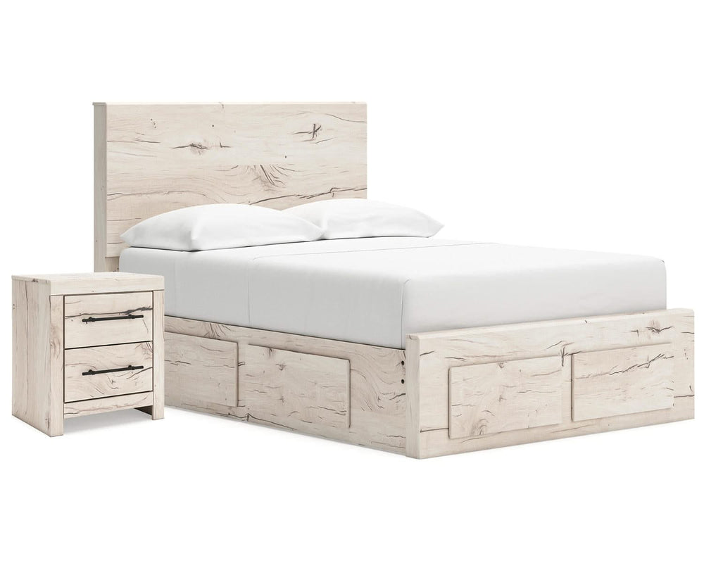 Cama y mesita de noche Lawroy con almacenamiento completo