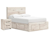 Cama y mesita de noche Lawroy con almacenamiento completo