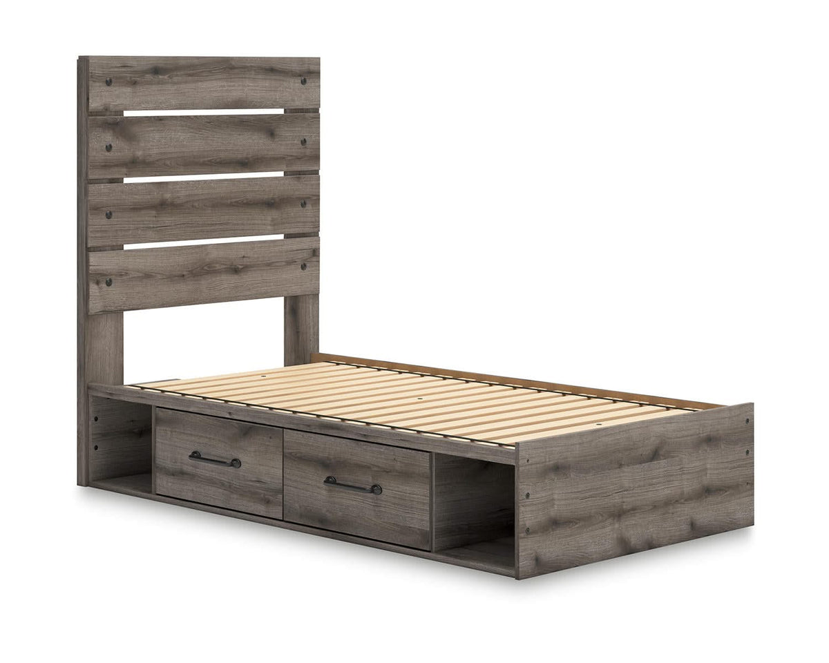 Cama individual con almacenamiento y paneles Graystorm