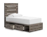 Cama individual con almacenamiento y paneles Graystorm