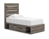 Cama individual con almacenamiento y paneles Graystorm