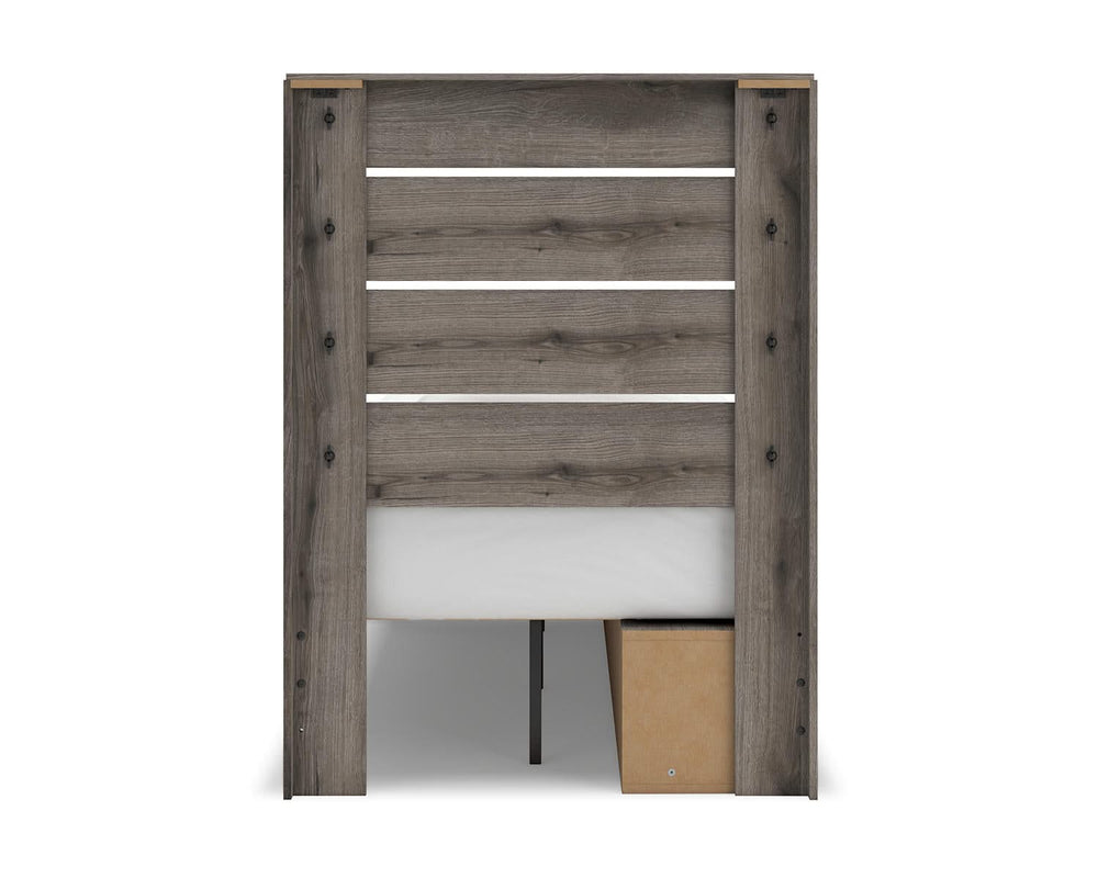 Cama individual con almacenamiento y paneles Graystorm
