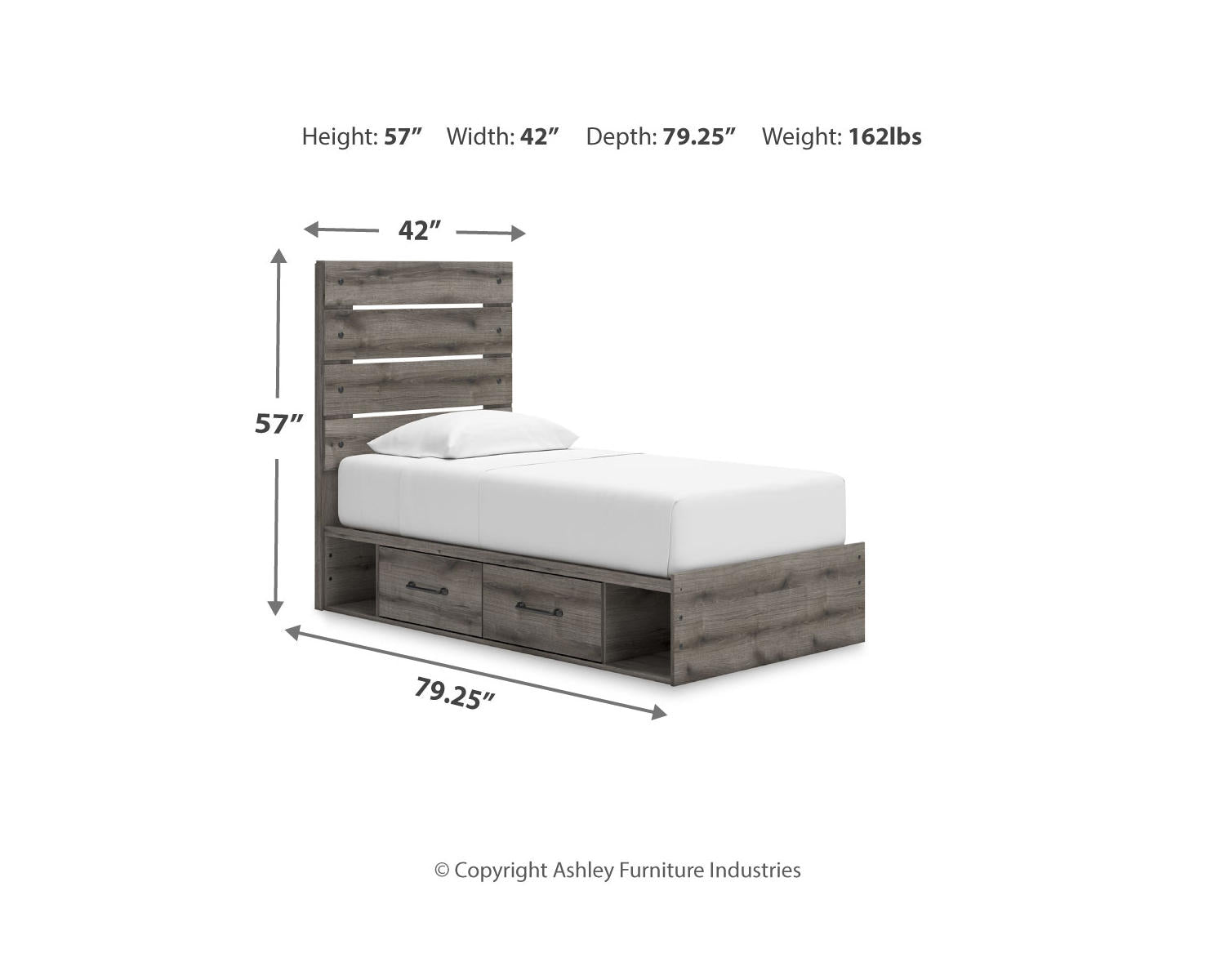 Graystorm Twin Panel Storage Bed