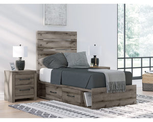 Cama individual con almacenamiento y paneles Graystorm