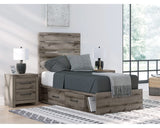 Cama individual con almacenamiento y paneles Graystorm