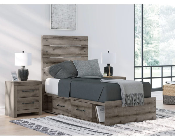 Cama individual con almacenamiento y paneles Graystorm