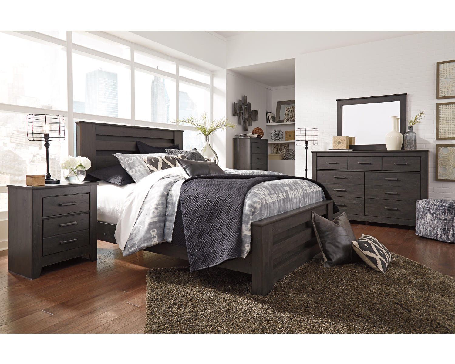 Brinxton Queen Panel Bed, Dresser and Mirror