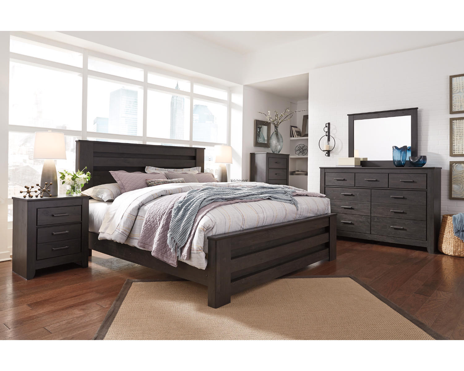 Brinxton King Panel Bed, Dresser and Mirror
