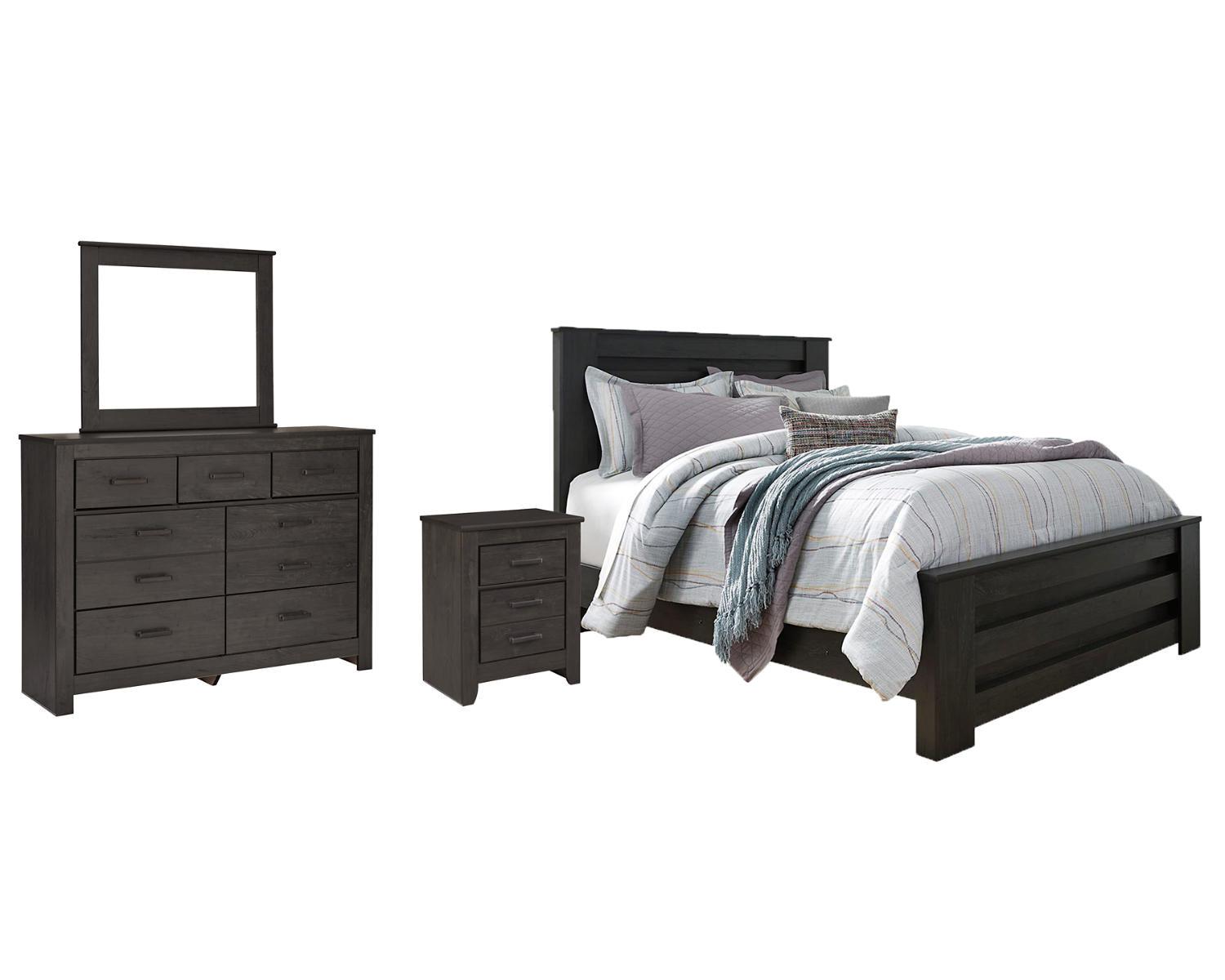 Brinxton Queen Panel Bed, Dresser, Mirror and Nightstand