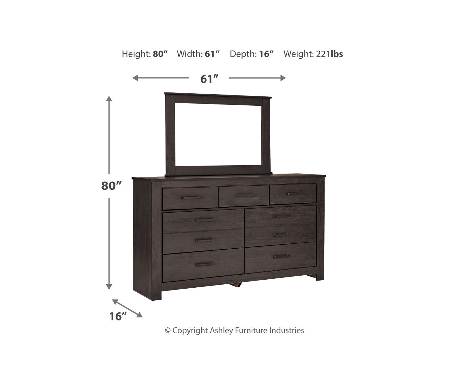 Brinxton King/California King Panel Headboard, Dresser and Mirror