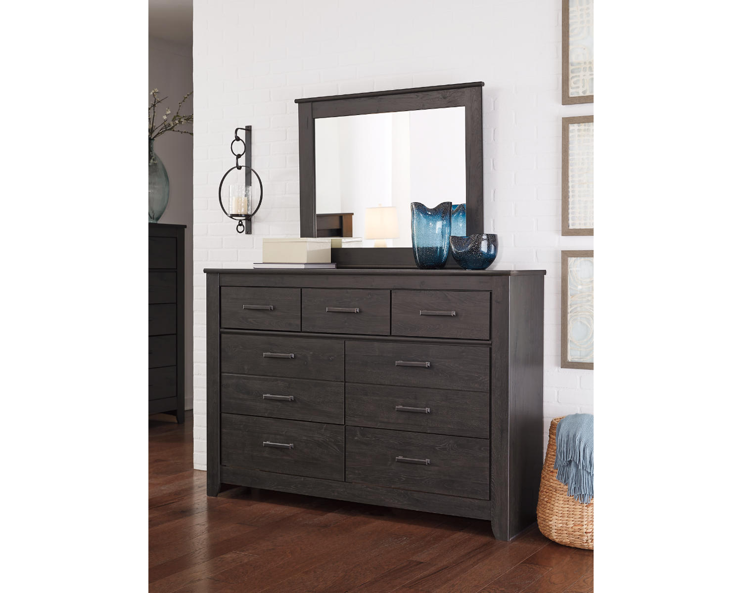 Brinxton King Panel Bed, Dresser and Mirror