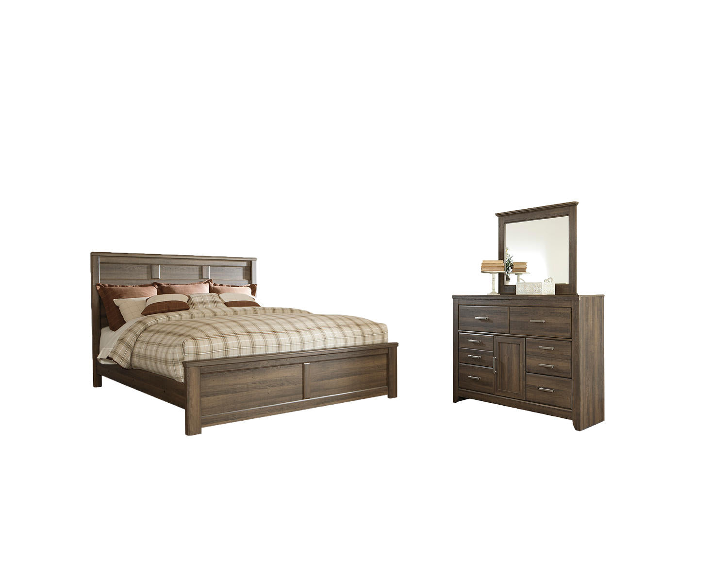 Juararo Queen Panel Bed, Dresser and Mirror