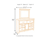 Dolante Queen Upholstered Bed, Dresser, Mirror and Nightstand