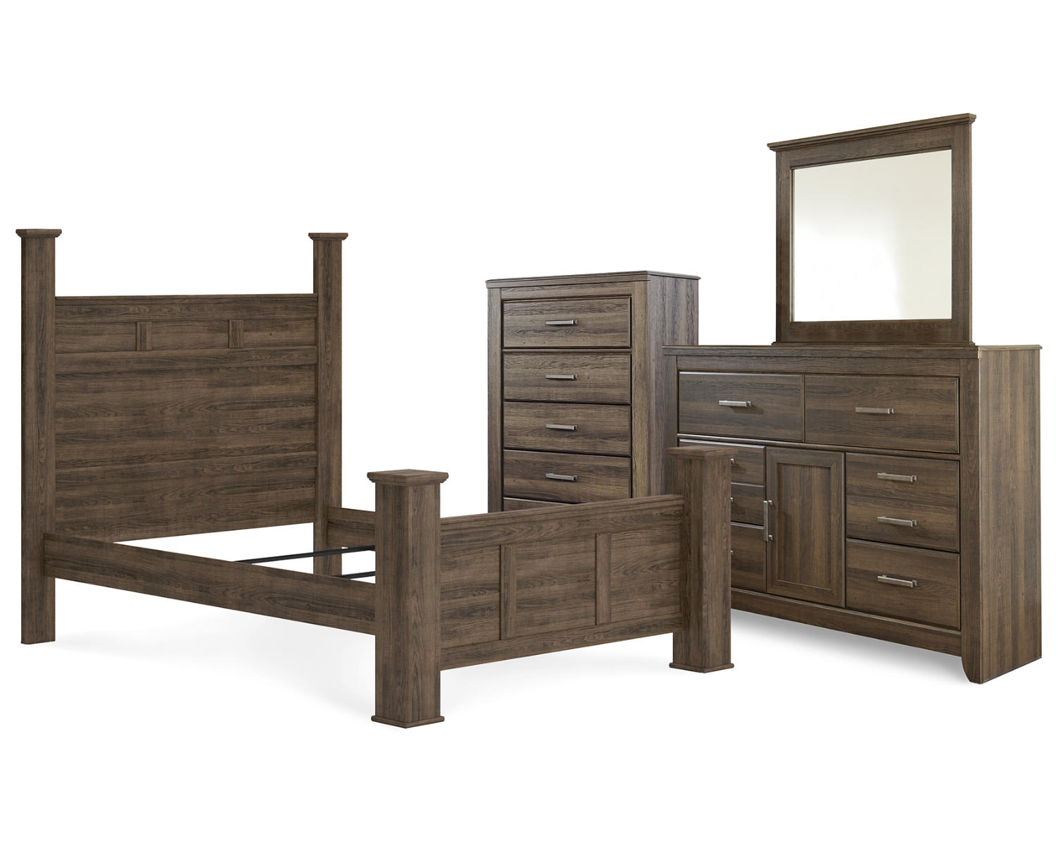 Juararo Queen Poster Bed, Dresser and Mirror