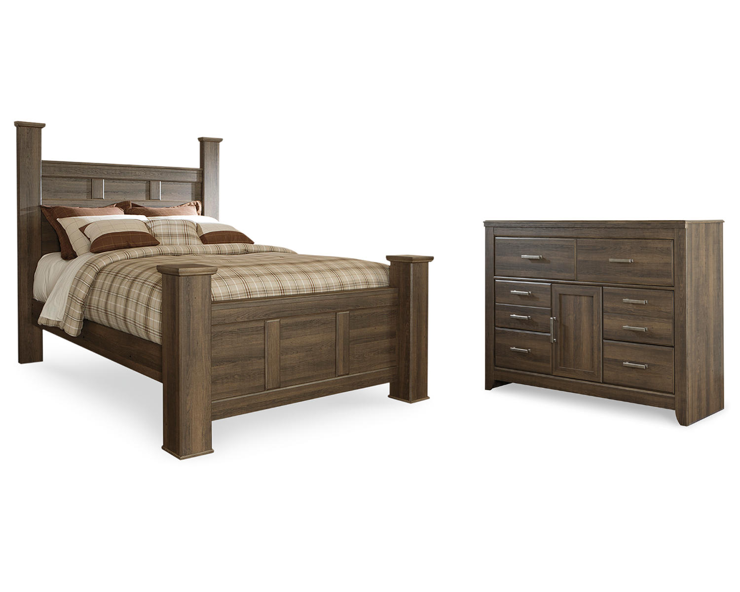Juararo Queen Poster Bed and Dresser
