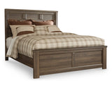 Cama Queen Juararo con paneles, tocador, espejo y mesita de noche