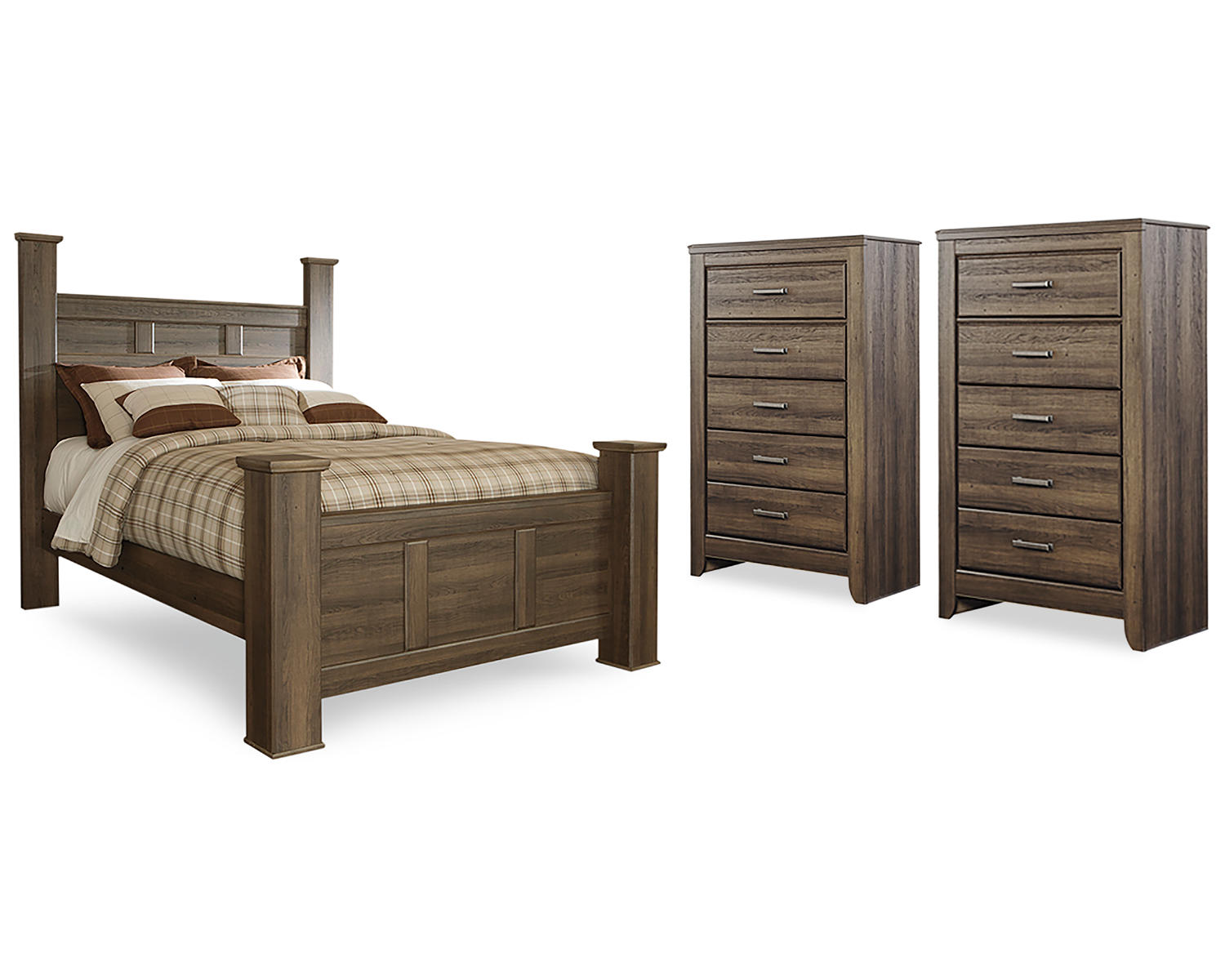 Juararo Queen Poster Bed and 2 Chests