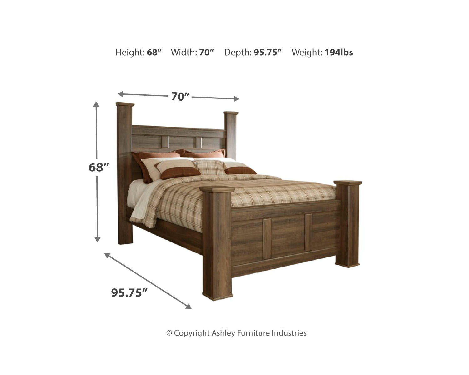 Juararo Queen Poster Bed with Mirrored Dresser and Nightstand