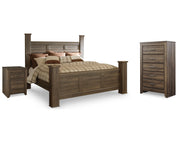 Juararo King Poster Bed, Chest and Nightstand
