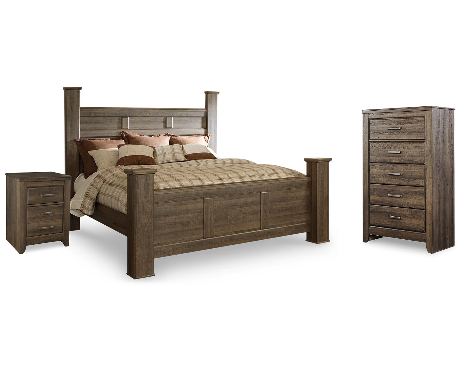 Juararo King Poster Bed, Chest and Nightstand