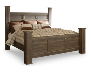 Cama con dosel Juararo King, cómoda, espejo, cómoda y mesita de noche
