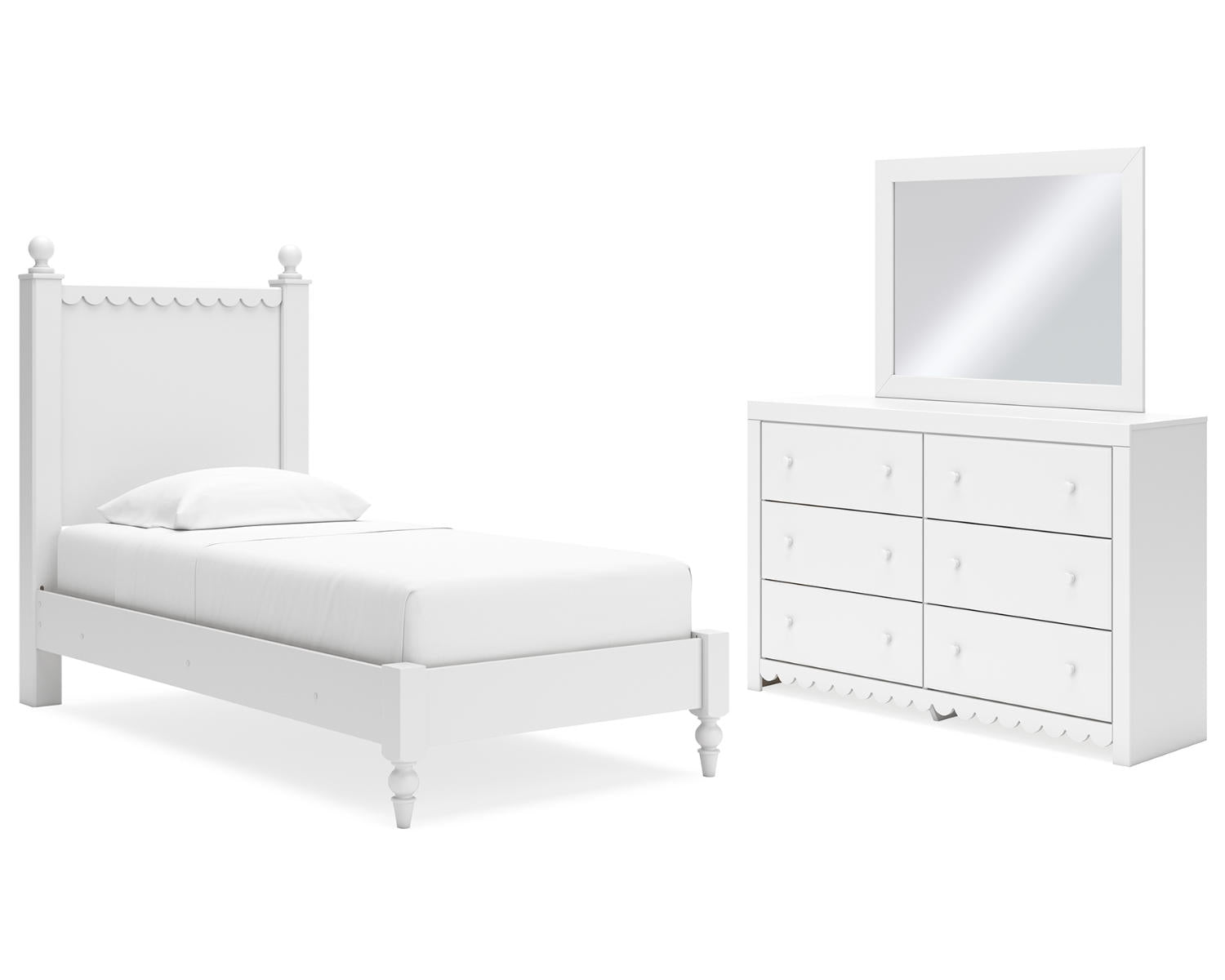 Mollviney Twin Panel Bed, Dresser and Mirror