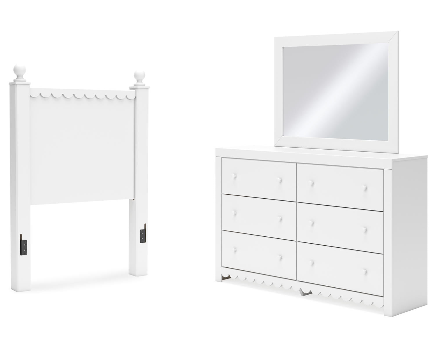 Mollviney Twin Panel Headboard, Dresser and Mirror
