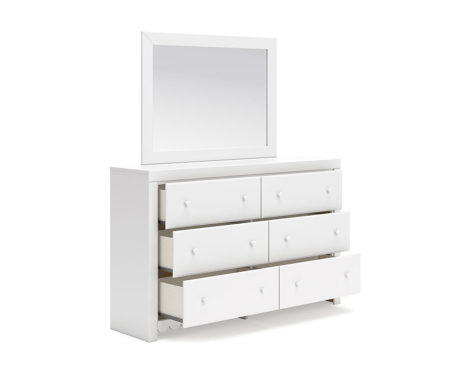 Mollviney Full Panel Storage Bed, Dresser and Mirror