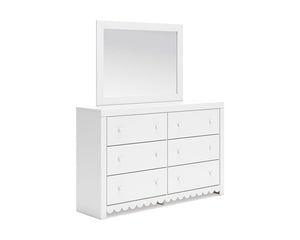 Cama con almacenamiento, tocador y espejo Mollviney