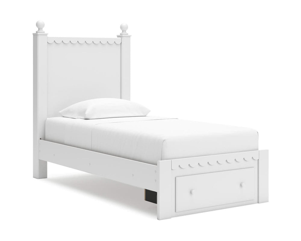 Mollviney Twin Panel Storage Bed, Dresser and Mirror