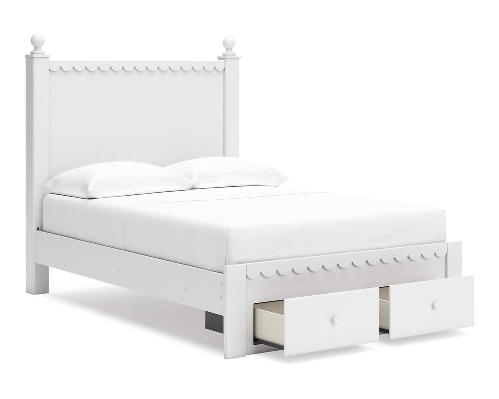 Cama con almacenamiento, tocador y espejo Mollviney