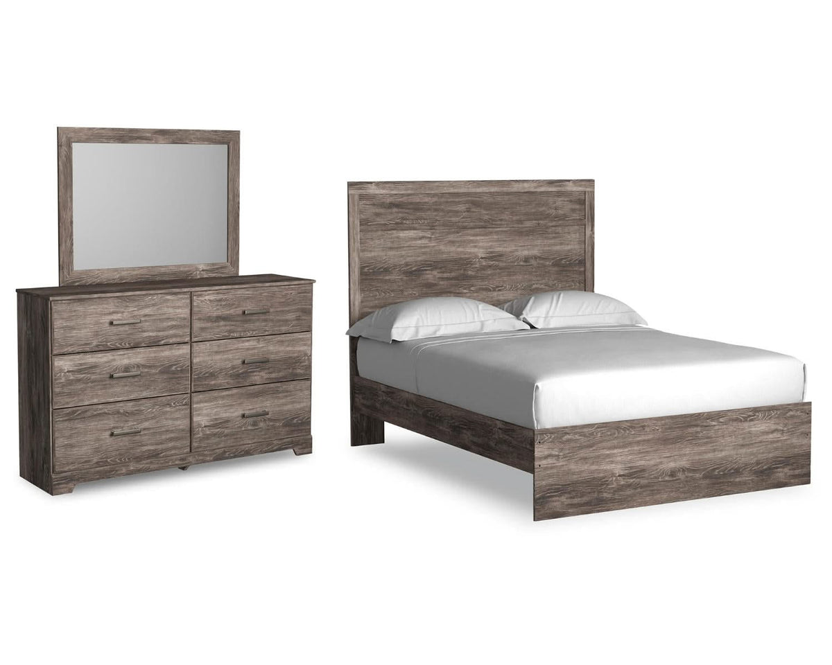 Cama Ralinksi con paneles completos, tocador y espejo
