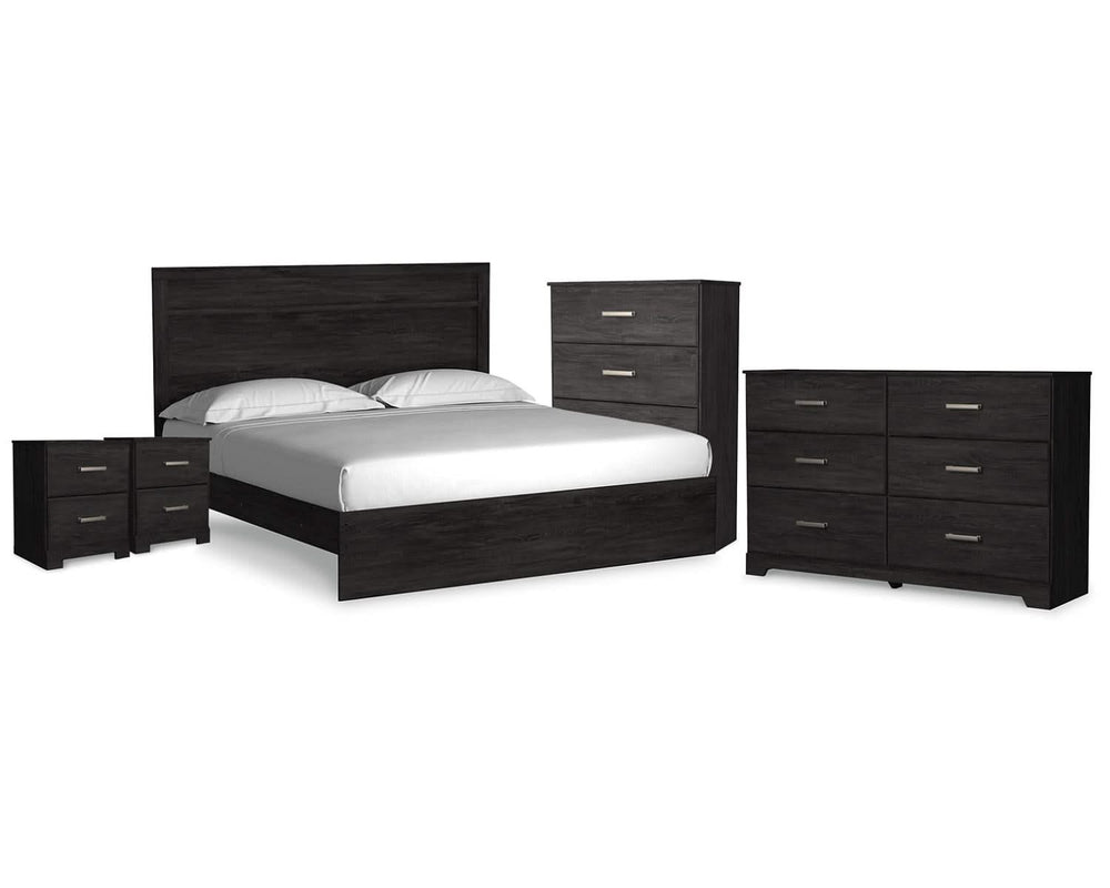 Belachime King Panel Bed, Dresser, Chest and 2 Nightstands