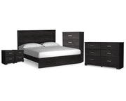 Belachime King Panel Bed, Dresser, Chest and 2 Nightstands