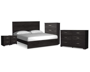 Belachime King Panel Bed, Dresser, Chest and 2 Nightstands