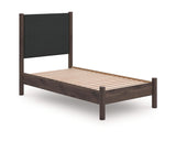 Cama individual con plataforma y paneles tapizados Pamytta