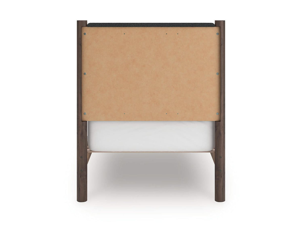 Cama individual con plataforma y paneles tapizados Pamytta