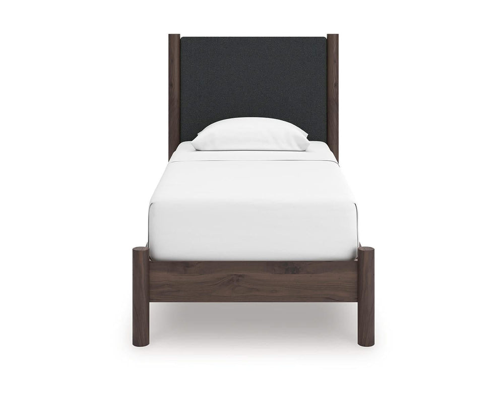 Cama individual con plataforma y paneles tapizados Pamytta