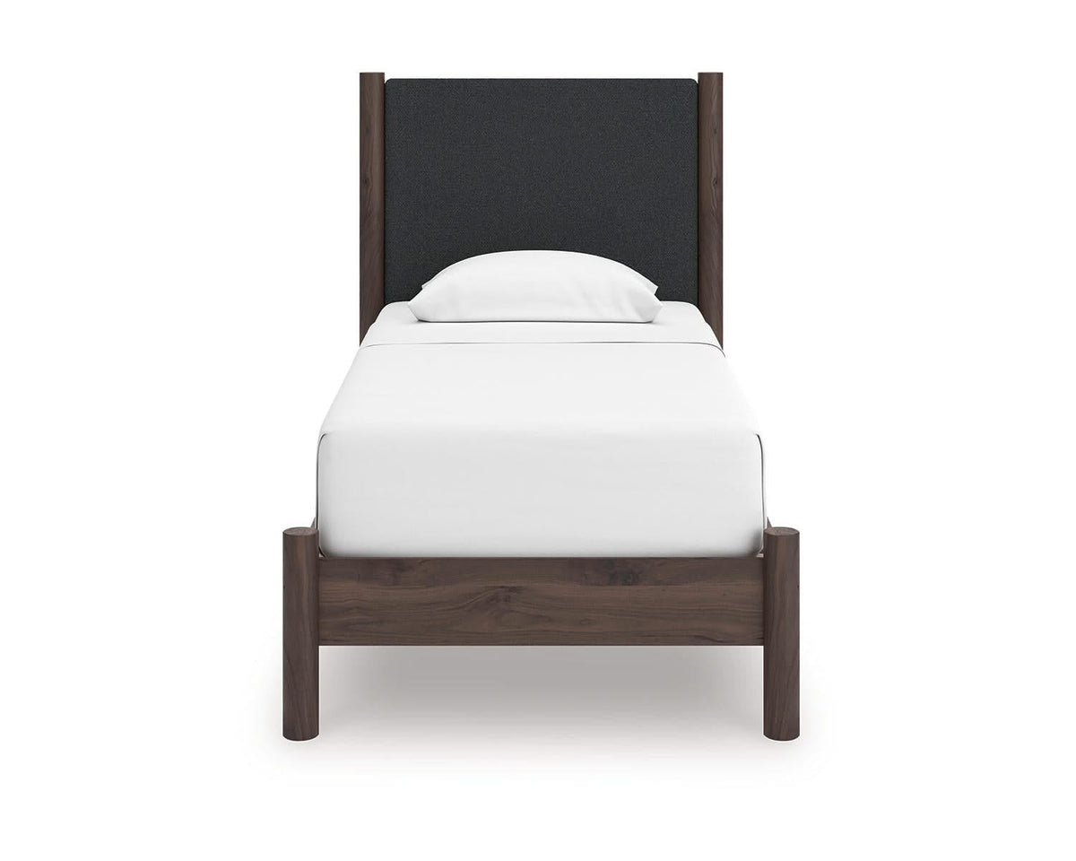 Cama individual con plataforma y paneles tapizados Pamytta