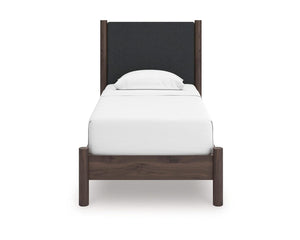 Cama individual con plataforma y paneles tapizados Pamytta