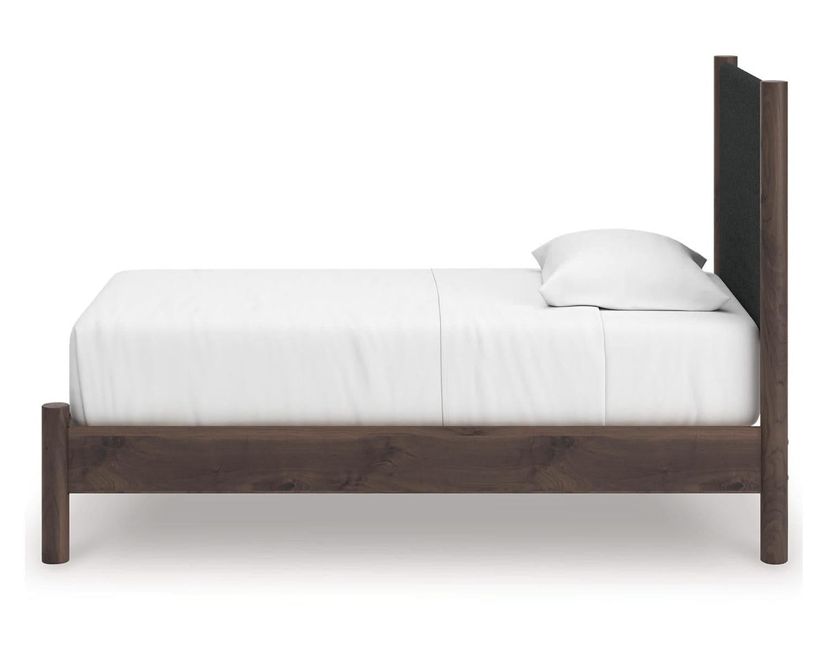 Cama individual con plataforma y paneles tapizados Pamytta